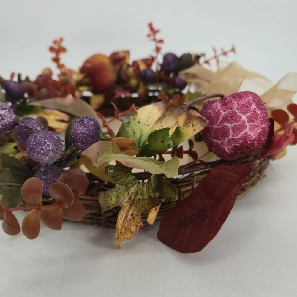 Vintage Avon 2000 Harvest Wreath Faux Fruit Fall Leaves Original Box 12